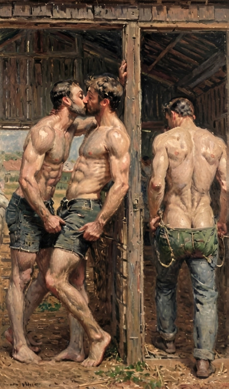 peinture huile sur toile faite sur commande - PORTRAIT BOGOSSE GAY LOVERS