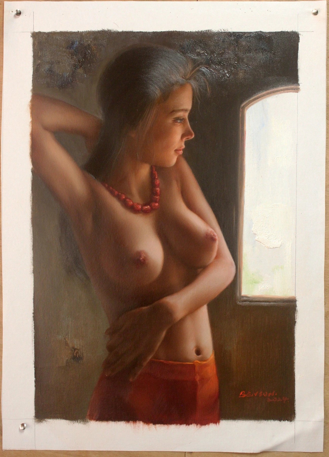 art-erotique-feminin-femme-sexy-attirante-nue-peinture-huile sur toile