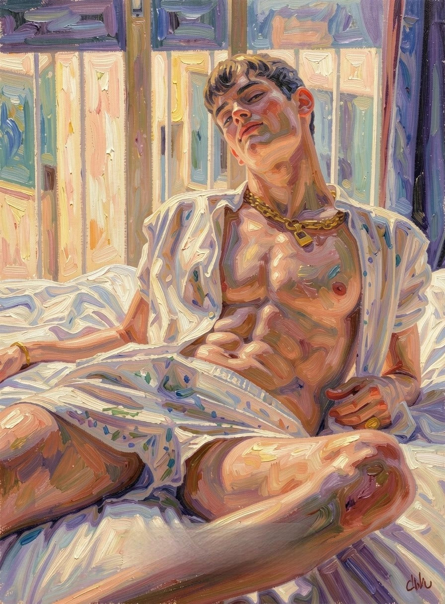 peinture huile sur toile faite sur commande - PORTRAIT BOGOSSE SEXY