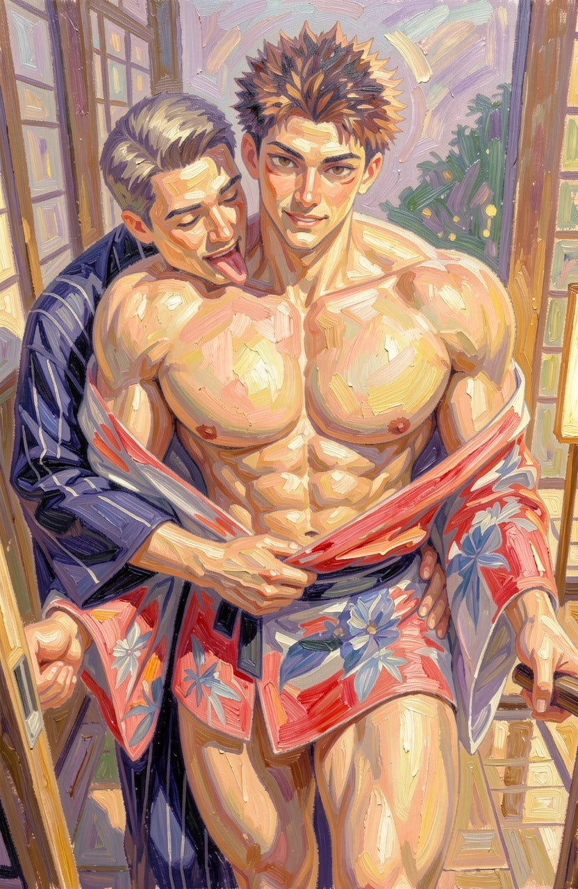 peinture huile sur toile faite sur commande - PORTRAIT BOGOSSE GAY LOVERS