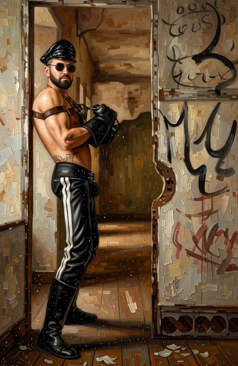 peinture huile sur toile faite sur commande - PORTRAIT BOGOSSE LEATHER
