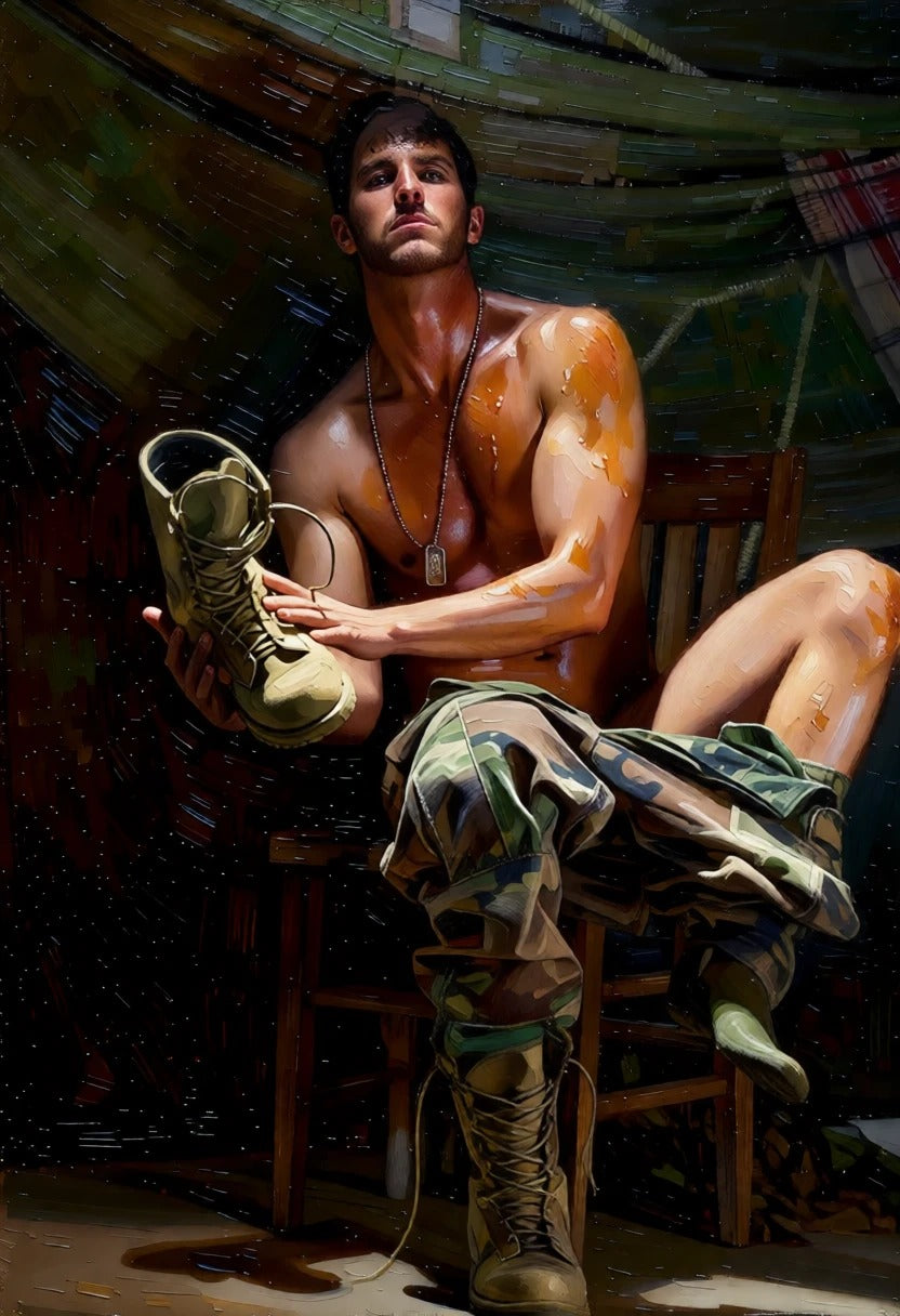 peinture huile sur toile faite sur commande - PORTRAIT BOGOSSE SOLDIER