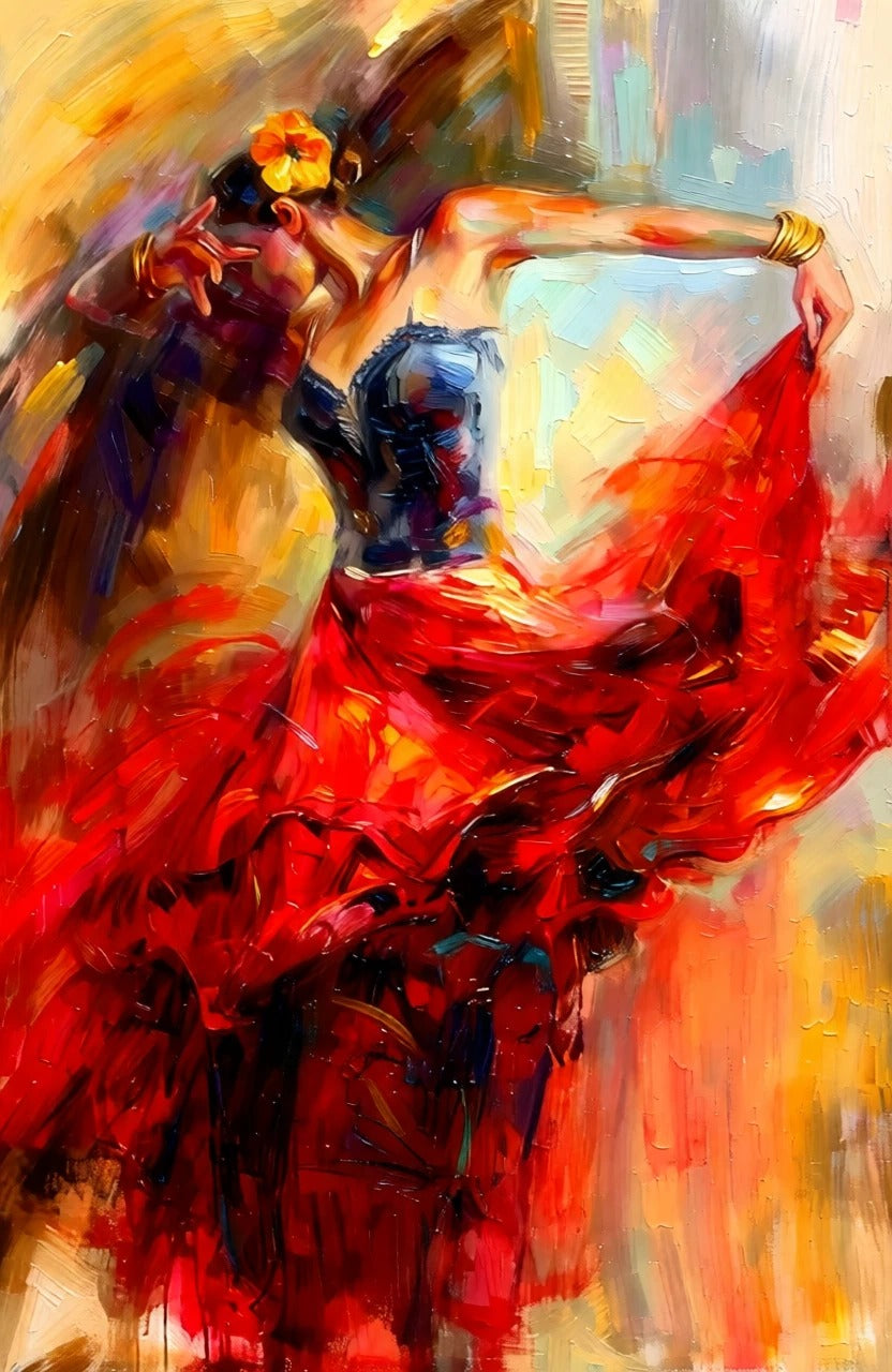 peinture huile sur toile faite sur commande - PORTRAIT DANSEUSE FLAMENCO