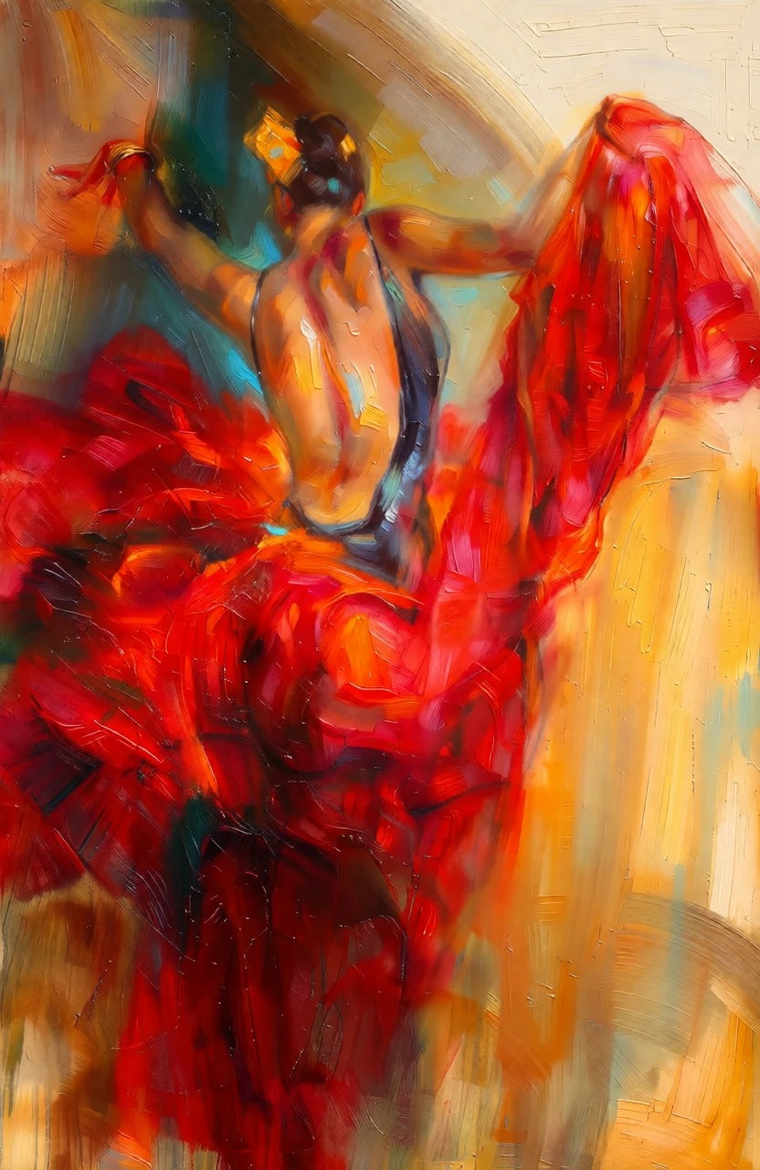 peinture huile sur toile faite sur commande - PORTRAIT DANSEUSE FLAMENCO