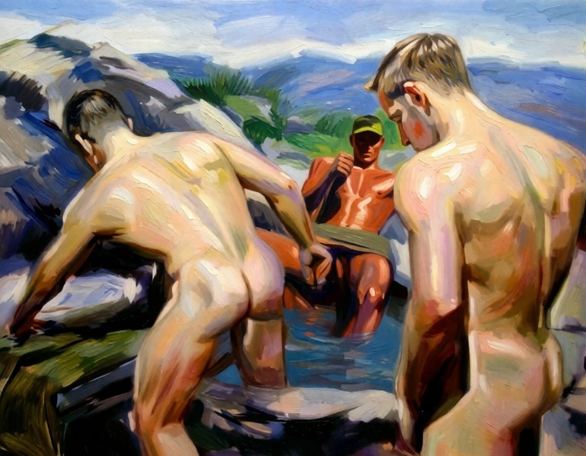 peinture huile sur toile faite SUR COMMANDE - PORTRAIT BOGOSSE GAY LOVERS
