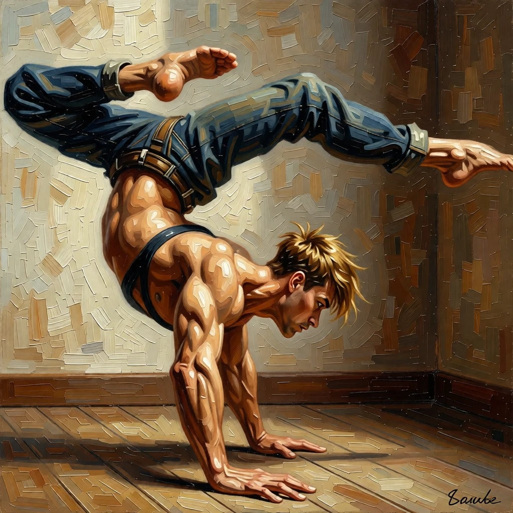 peinture huile sur toile faite SUR COMMANDE - PORTRAIT BOGOSSE BREAK DANCE