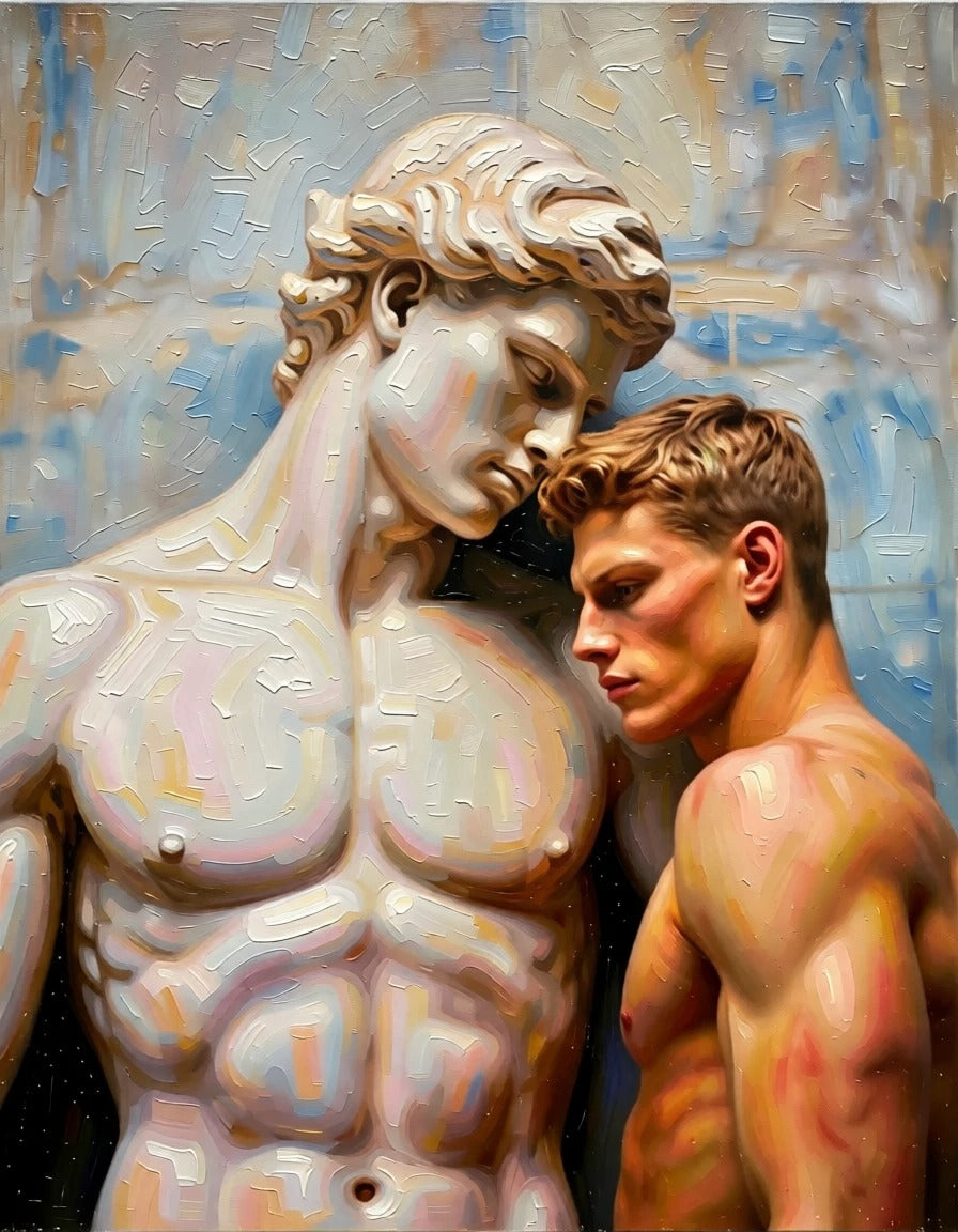 peinture huile sur toile faite SUR COMMANDE - PORTRAIT BOGOSSE ETRANGE