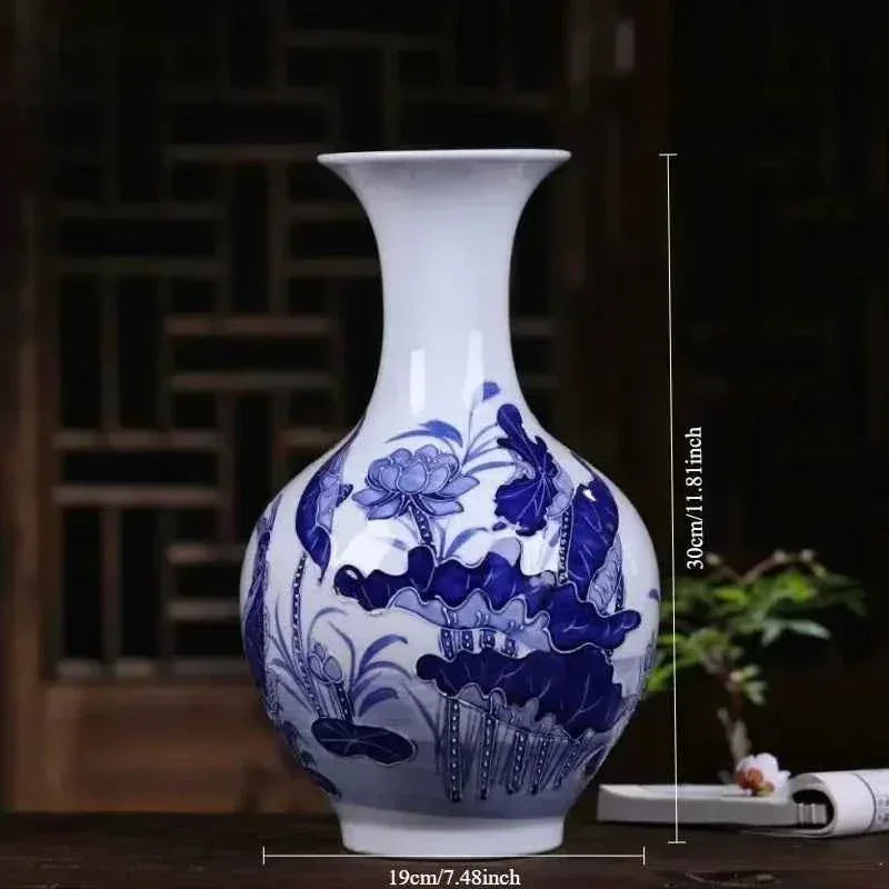 vase-céramique-chinoise-bleu-fleurs - Kikooyou Art Gallery