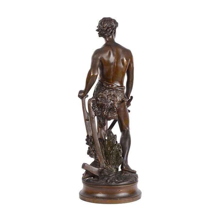Art Nouveau Adrien Etienne Gaudez Farmer Warrior Bronze Sculpture - Kikooyou Art Gallery