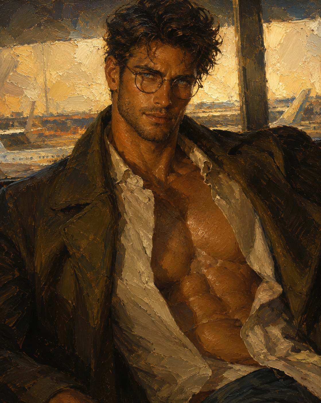 peinture huile sur toile faite sur commande - PORTRAIT BOGOSSE SEXY