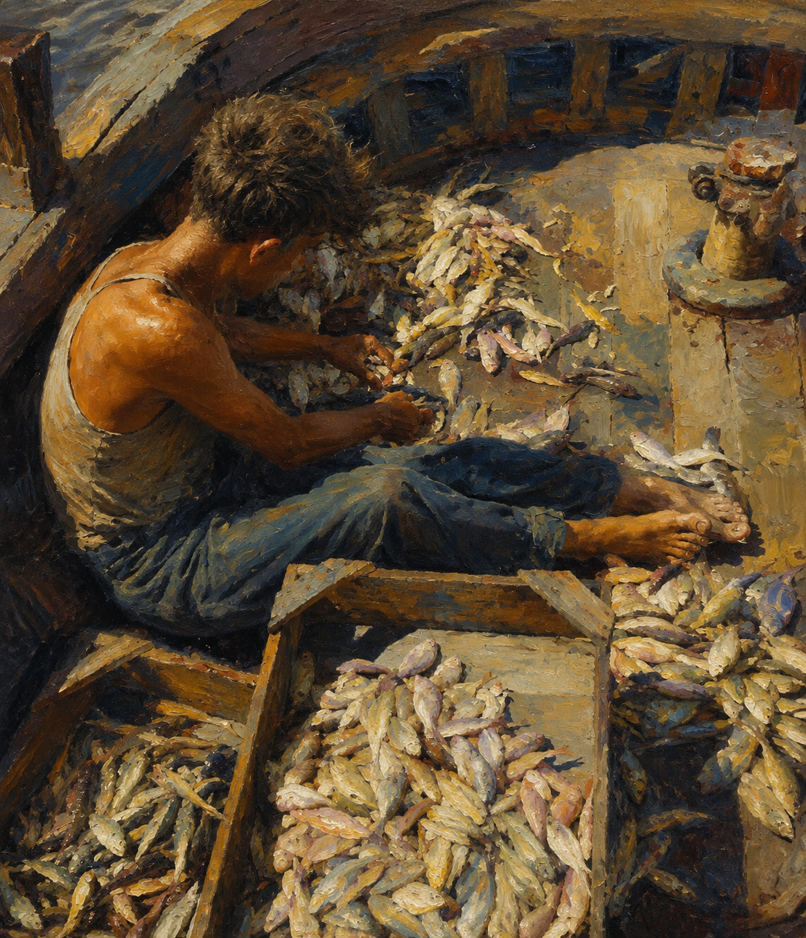 peinture huile sur toile faite sur commande - PORTRAIT PECHEUR