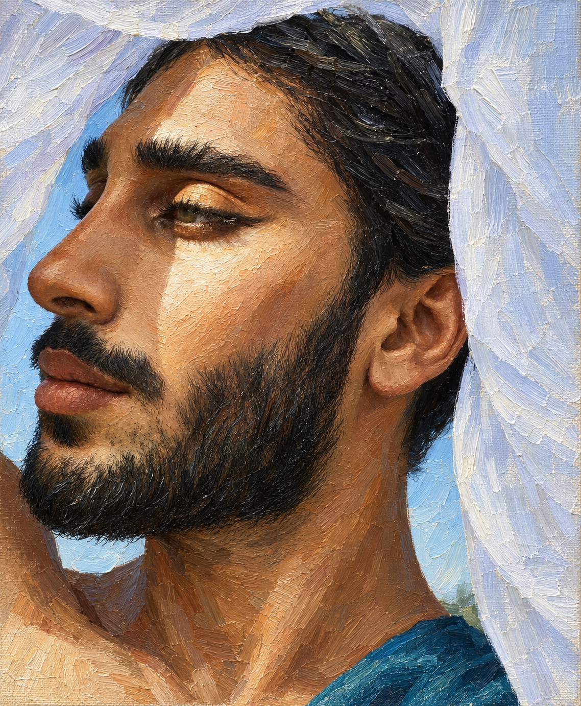 peinture huile sur toile faite sur commande - PORTRAIT BOGOSSE AUTRE MONDE