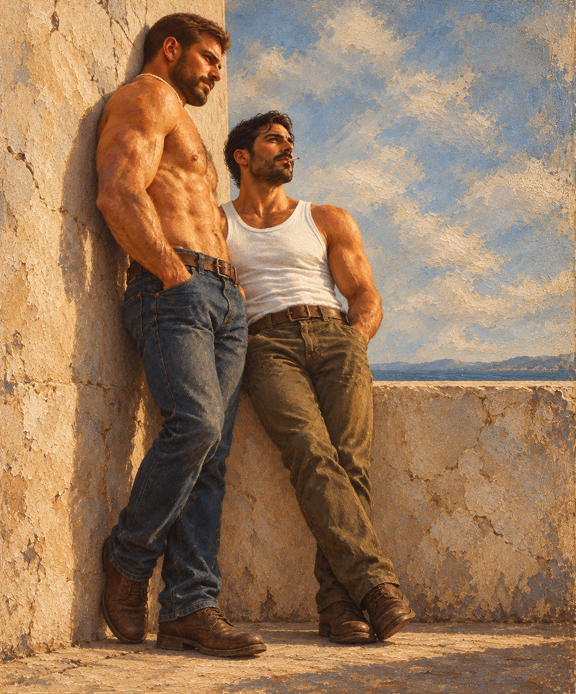peinture huile sur toile faite SUR COMMANDE - PORTRAIT GAY LOVERS