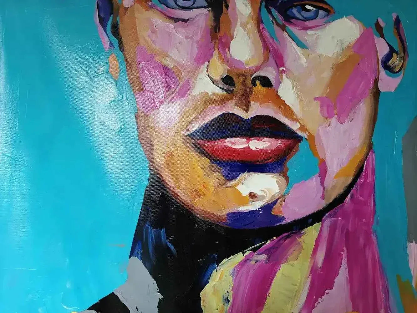 portrait-visage-homme-tableau peinture-acrylique sur toile - Kikooyou Art Gallery