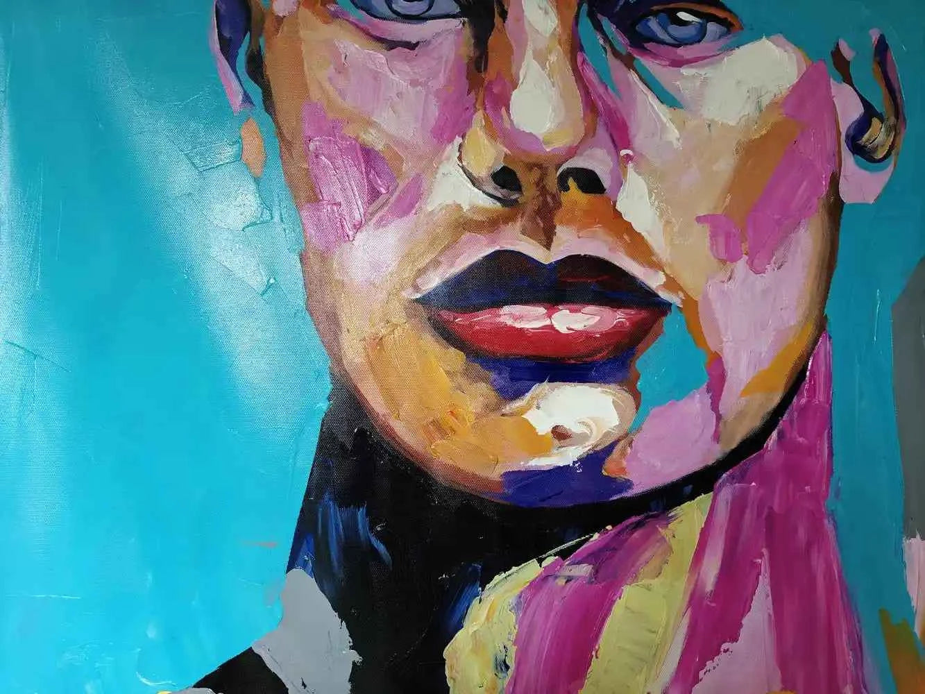 portrait-visage-homme-tableau peinture-acrylique sur toile - Kikooyou Art Gallery