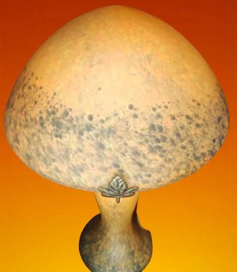 Lampe verre champignon Gallé Tip couleur jaune orangé - Kikooyou Art Gallery