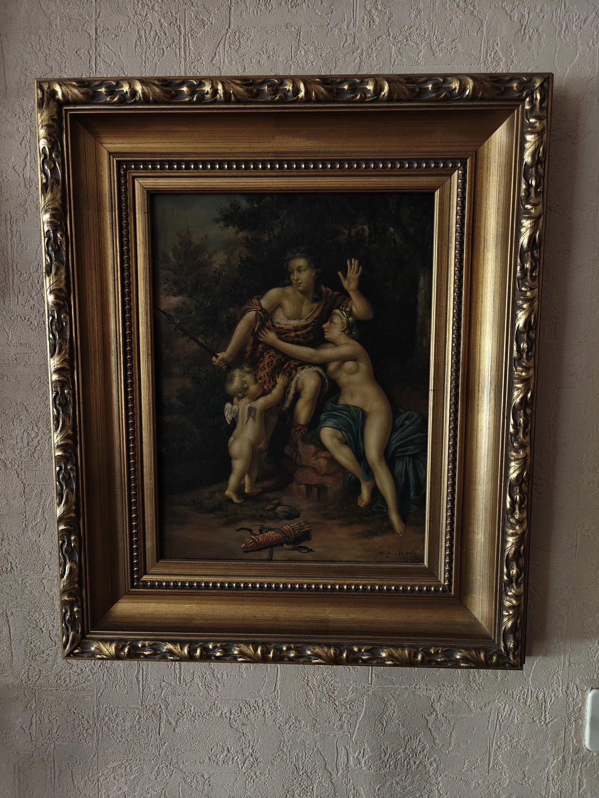 Archange , tableau Cuzco, peinture à l'huile originale, art peint à la main avec cadre - Kikooyou Art Gallery