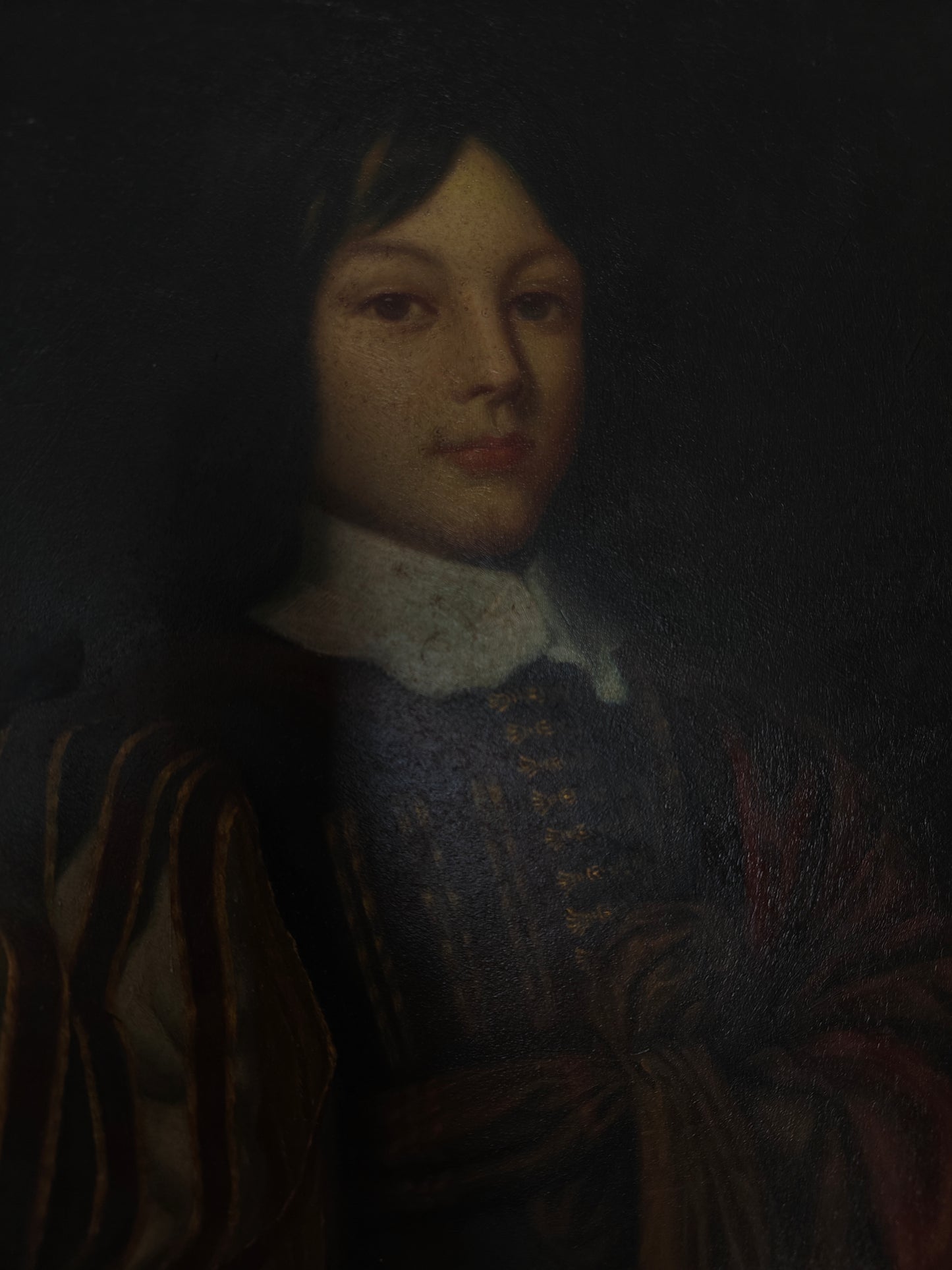 portrait jeune homme noble huile sur bois non signée
