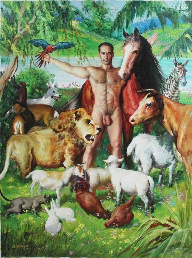 tableau peinture érotique huile sur toile homme nu intégrale impressionnant - Kikooyou Art Gallery