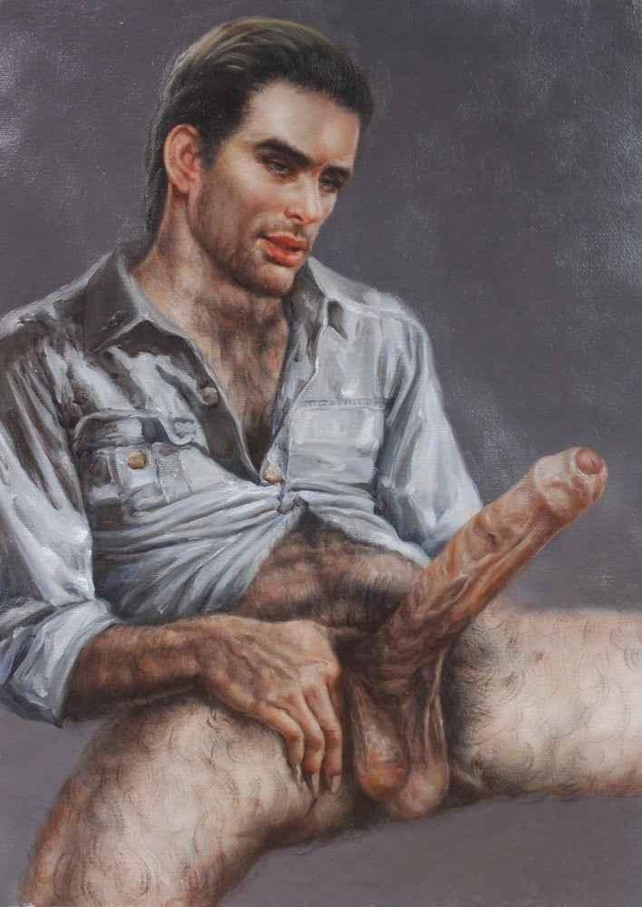 tableau peinture érotique huile sur toile homme nu intégrale impressionant - Kikooyou Art Gallery