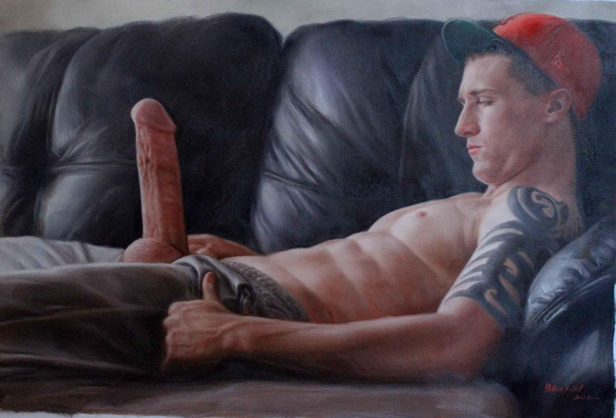 tableau peinture érotique huile sur toile homme nu intégrale spectaculaire - Kikooyou Art Gallery
