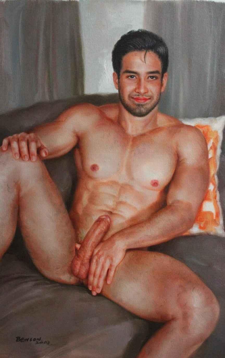 Art peinture originale huile sur toile portrait homme nu - Kikooyou Art Gallery