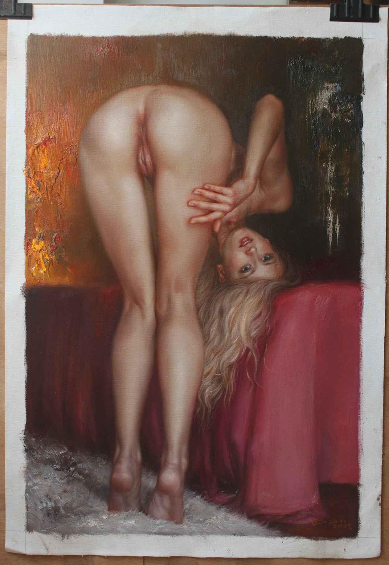 Art tableau femme nue huile sur toile originale peinture sur toile - Kikooyou Art Gallery