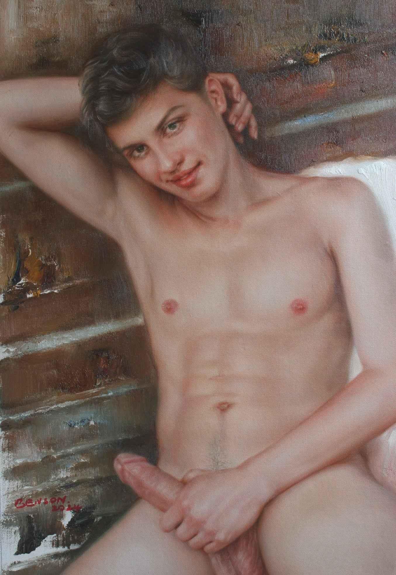 art érotique peinture huile sur toile gay homme nu - Kikooyou Art Gallery