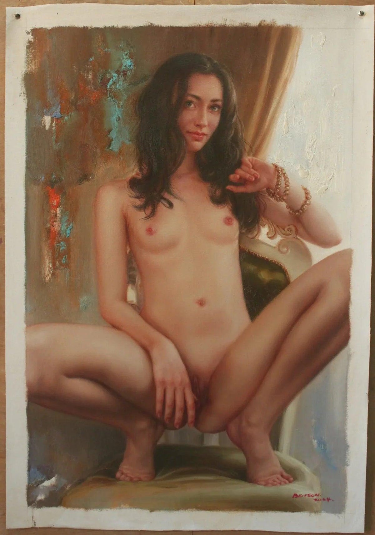 art-erotique-feminin-femme-sexy-nue-integrale-peinture-huile sur toile - Kikooyou Art Gallery