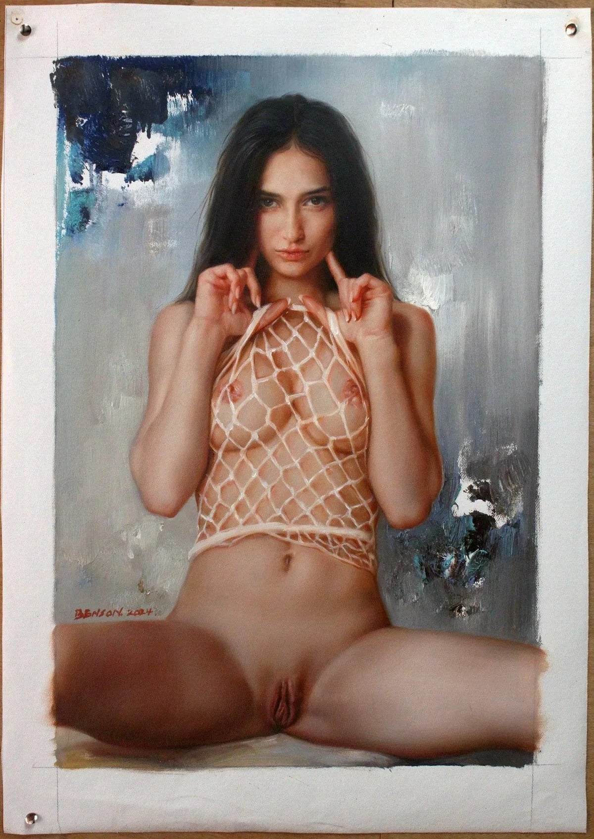 art-erotique-feminin-femme-sexy-attirante-nue-integrale-peinture-huile sur toile - Kikooyou Art Gallery