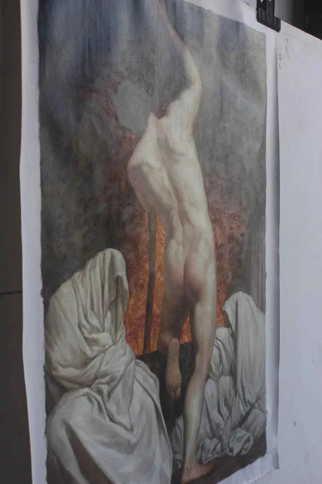 Nu masculin, huile sur toile, peinture de l'école européenne du XVIIIe siècle - Kikooyou Art Gallery