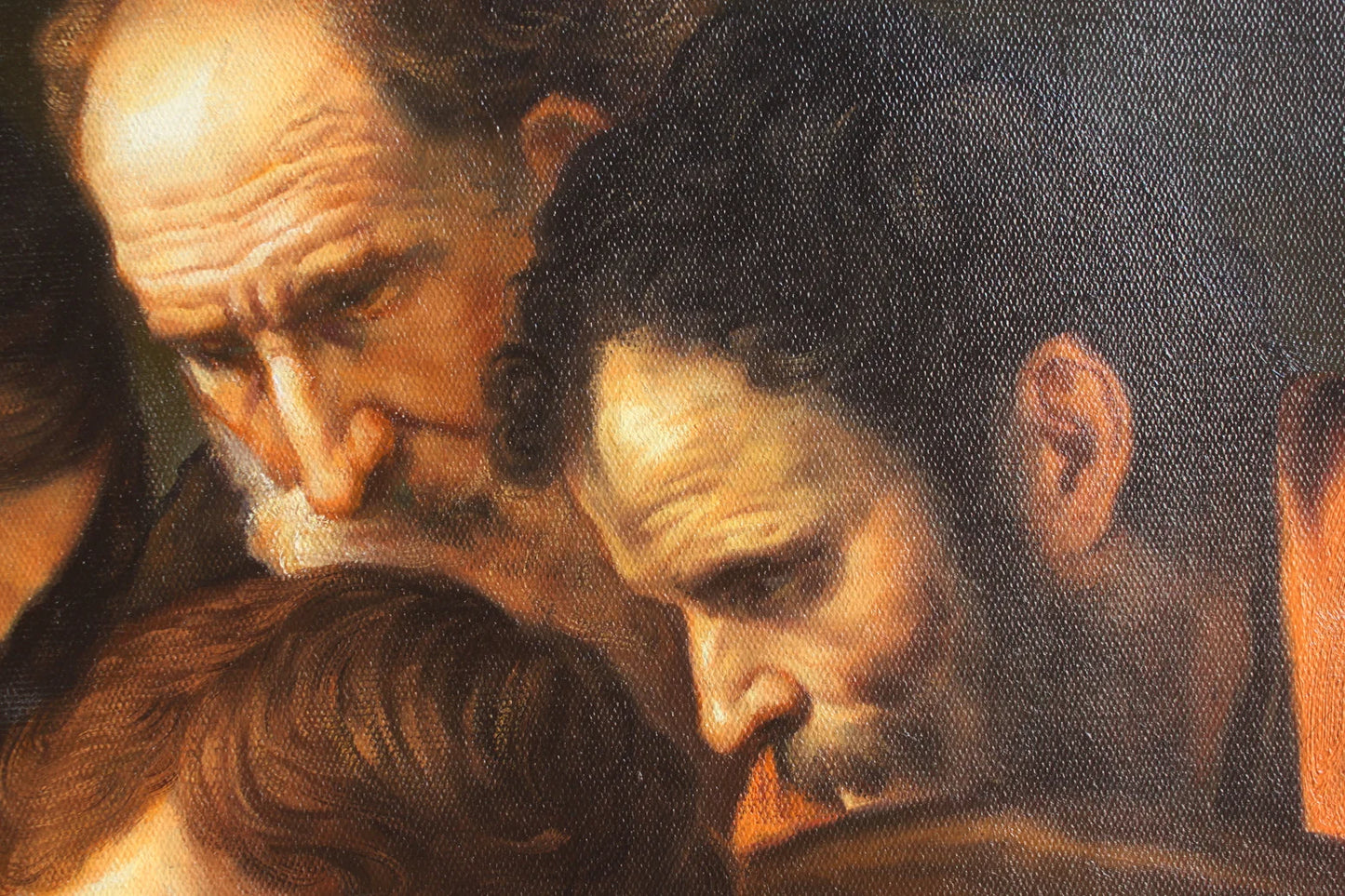 Caravage huile sur toile l'incrédulité de saint Thomas - Caravaggio oil on canvas the incredulity of Saint Thomas