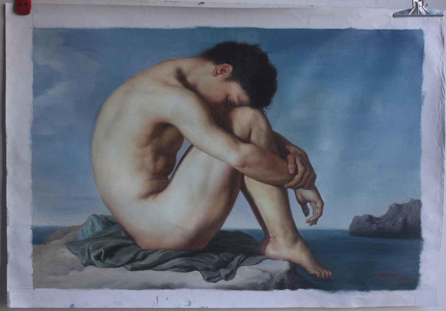 tableau peinture érotique huile sur toile homme nu à la plage d'après Flandrin - Kikooyou Art Gallery - Kikooyou Art Gallery