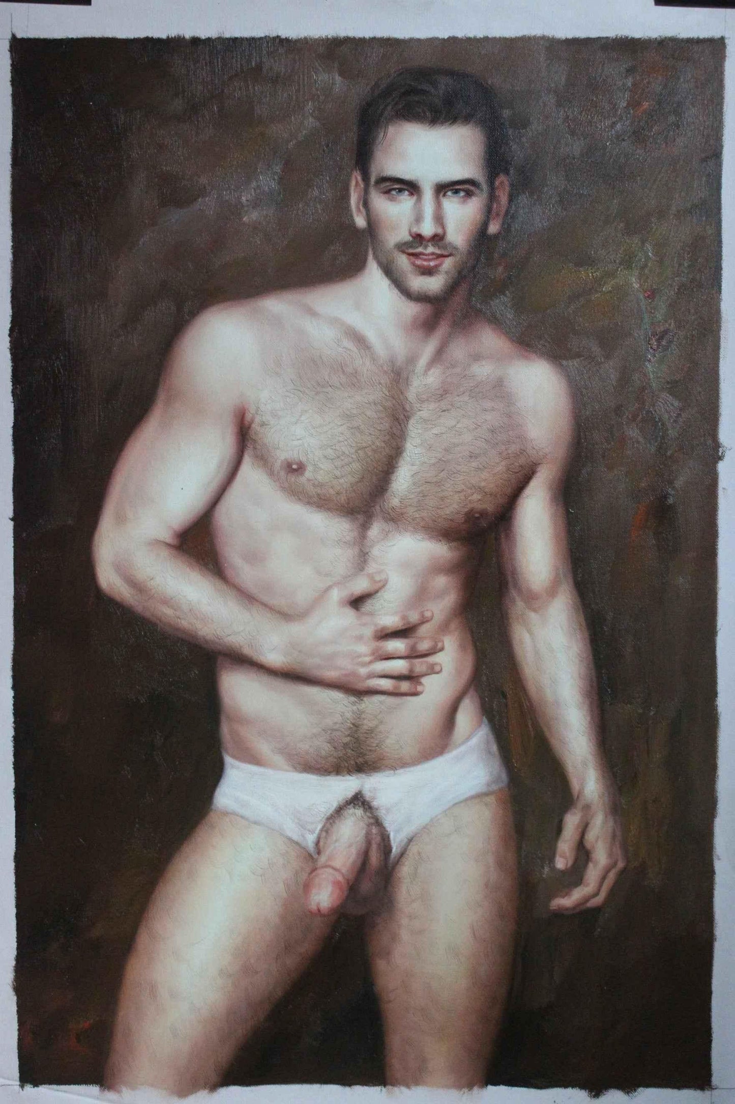 art portrait homme nu peinture originale huile sur toile - Kikooyou Art Gallery