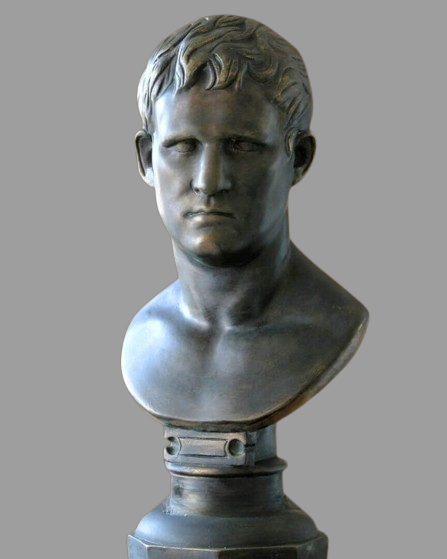 Reproduction d’un buste d’ Agrippa, sculpture en marbre moulé - Patiné en imitation de bronze - Hauteur: 70 cm - Kikooyou Art Gallery