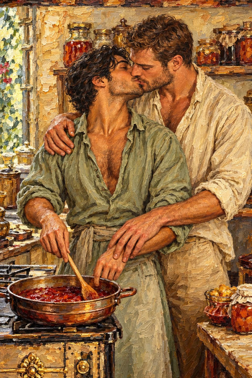 peinture huile sur toile faite sur commande - PORTRAIT BOGOSSE GAY LOVERS