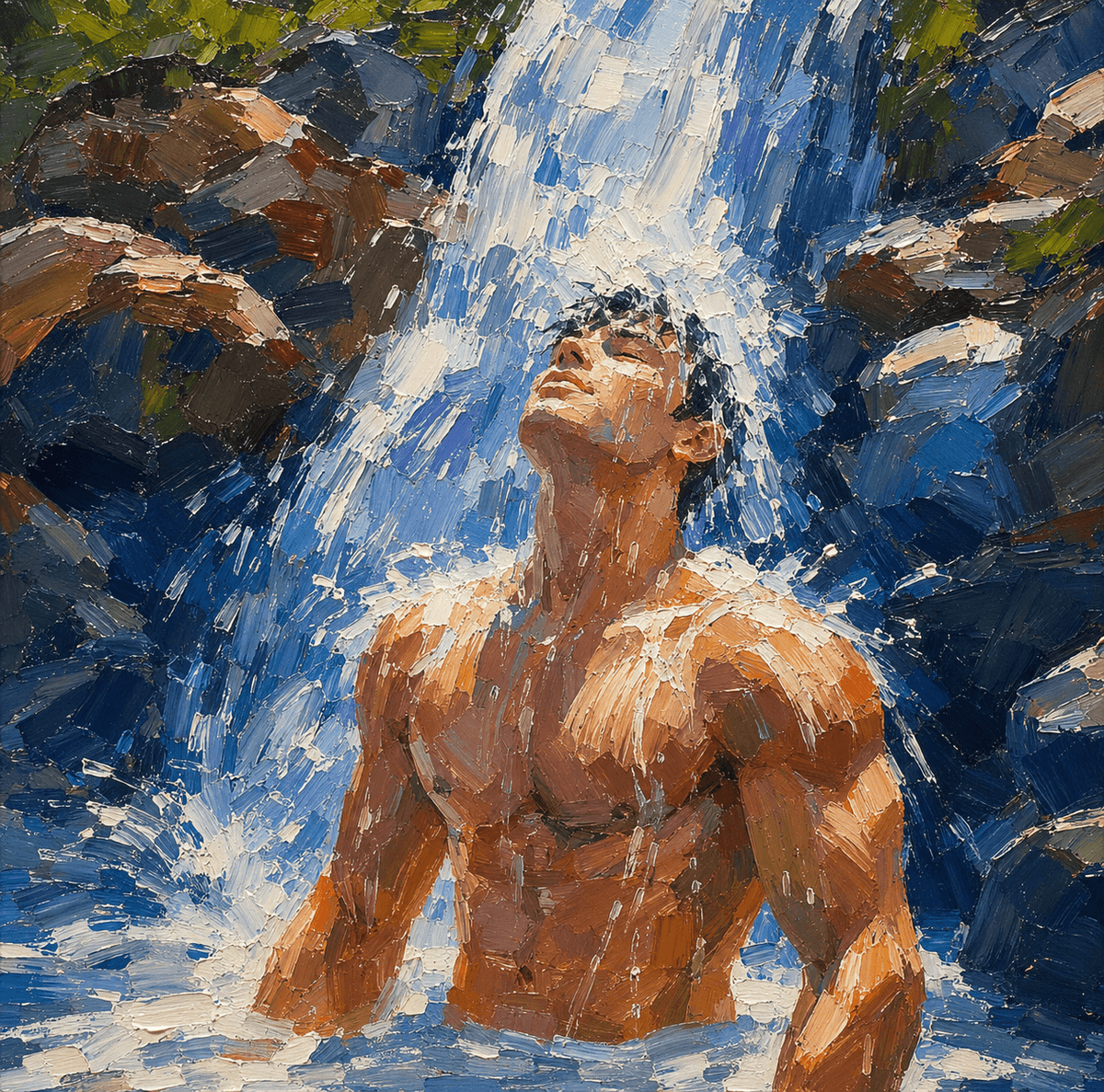 Image_g_n_r_e___Homme_sous_une_cascade_impressionn - Kikooyou Art Gallery