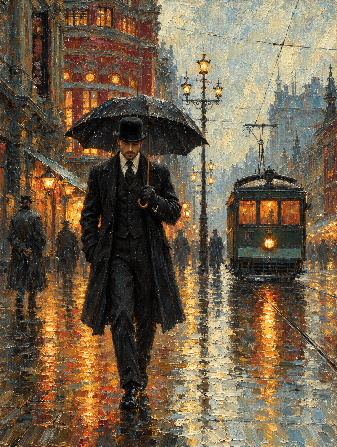peinture huile sur toile faite sur commande - PORTRAIT GENTLEMAN CREPUSCULE