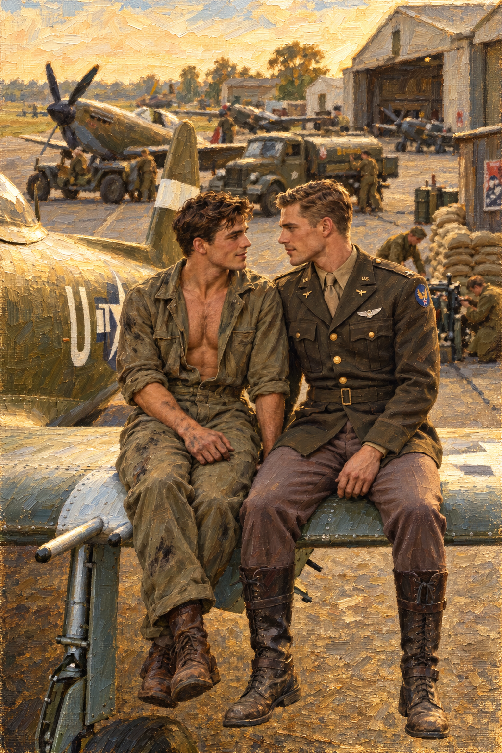 peinture huile sur toile faite sur commande - PORTRAIT BOGOSSE GAY LOVERS
