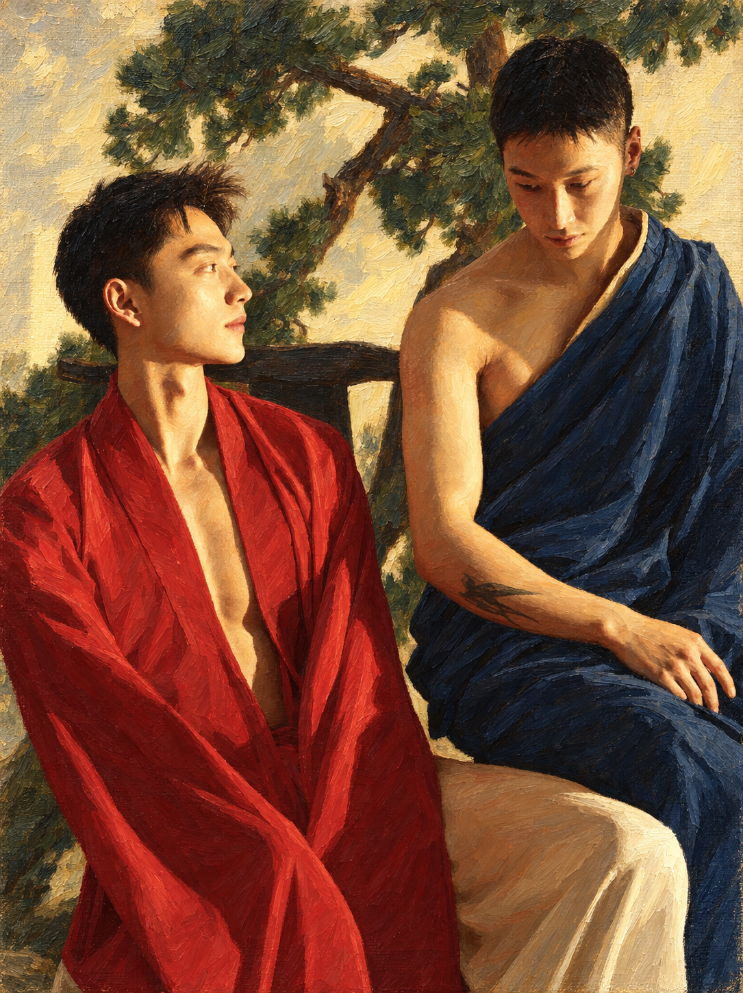 peinture huile sur toile faite sur commande - PORTRAIT BOGOSSE AUTRE TEMPS JAPON