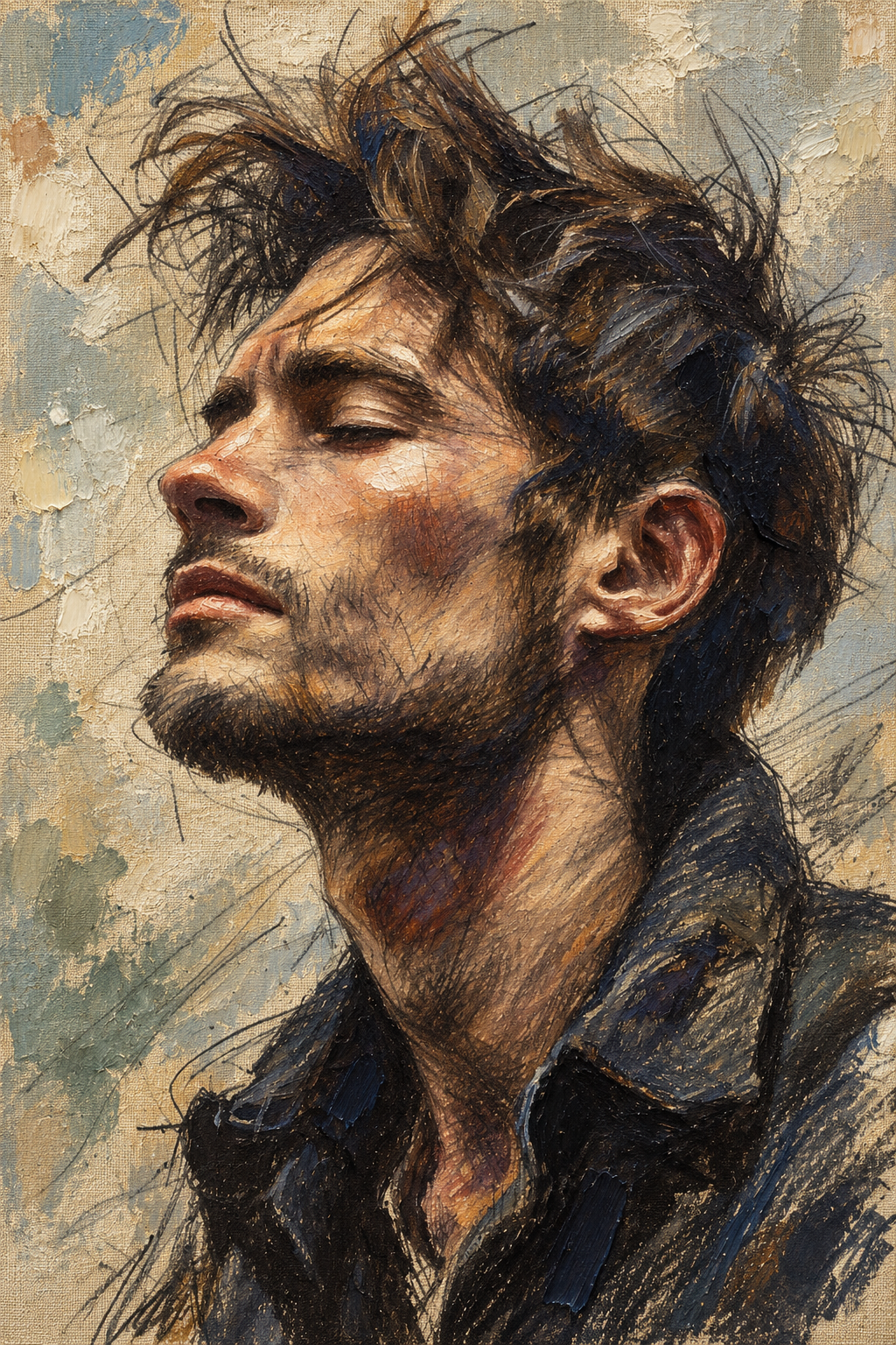 peinture huile sur toile faite sur commande - PORTRAIT BOGOSSE HAIR