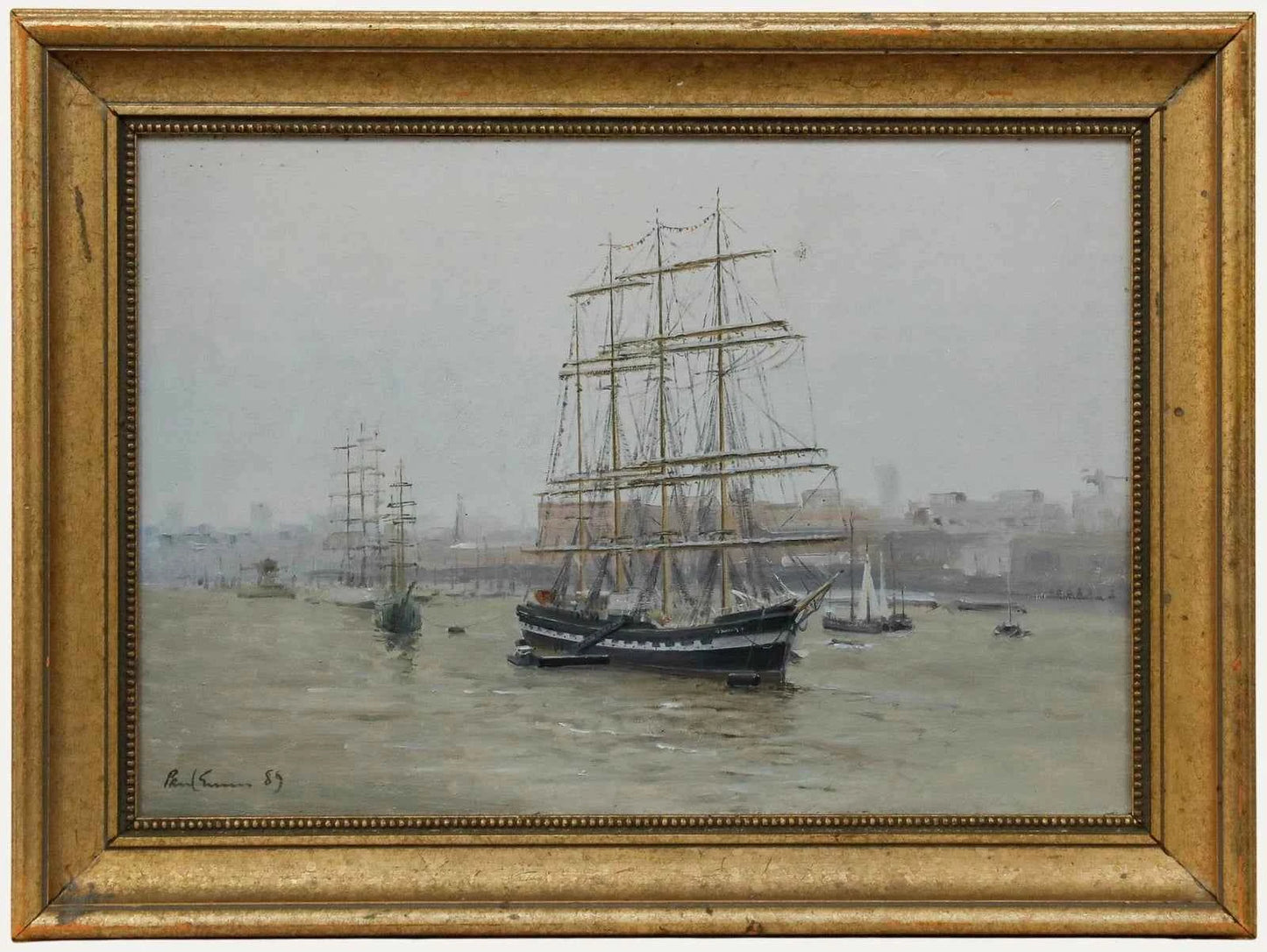 peinture finement détaillée de Paul Gunn (né en 1934) représentant « Kruzenshtern », un voilier russe