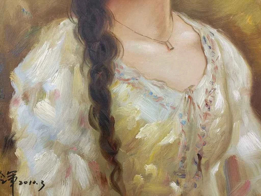 Portrait-traditionel-Peinture à l'huile sur toile "Beauté classique" peinte à la main