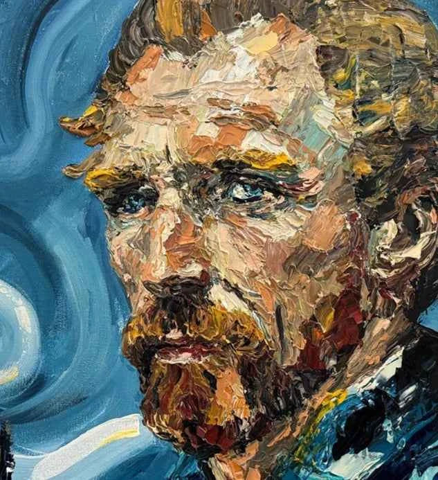 Peinture originale sur toile portrait texturé Vincent Van Gogh