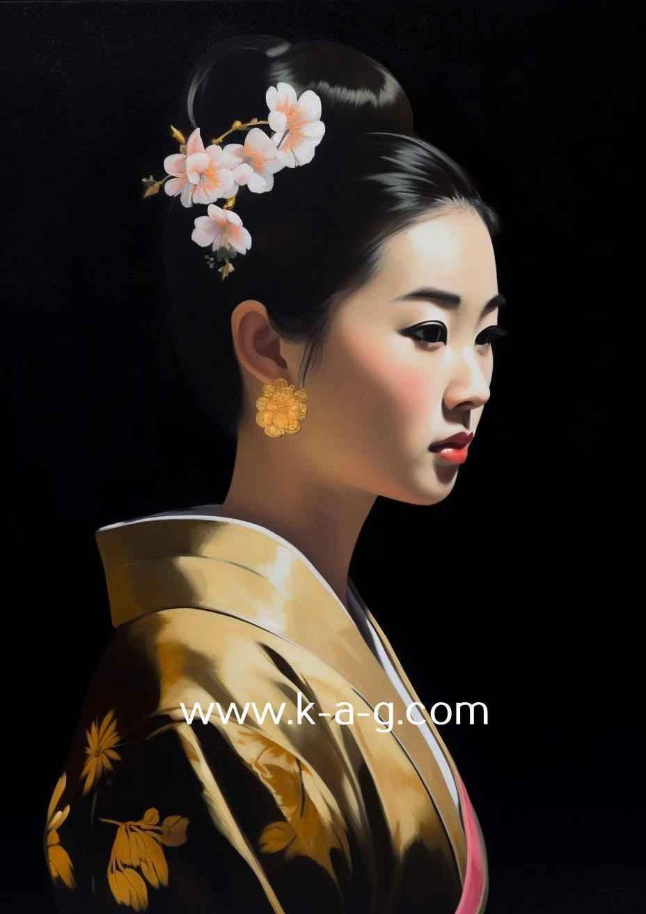 Portrait par Tullasky – Peinture Acrylique Originale femme asiatique profil - originale - Kikooyou Art Gallery - Kikooyou Art Gallery