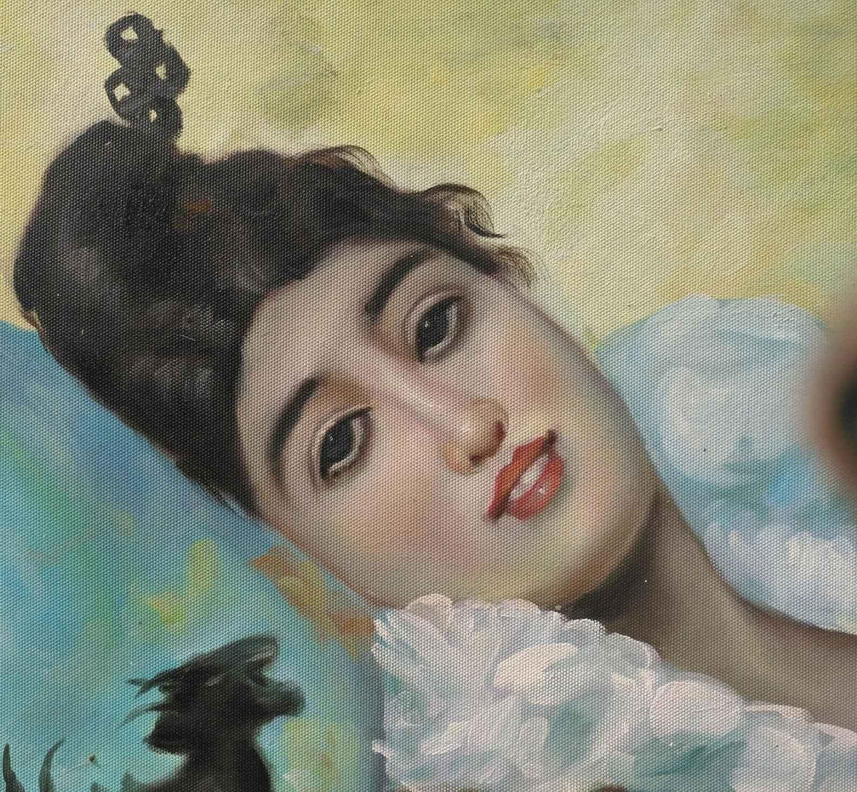 peinture d'après Léon Herbo - La Charmeuse 60 x 90 cm Dame à l'oiseau - Kikooyou Art Gallery - Kikooyou Art Gallery