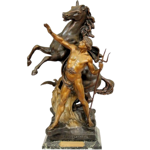 Emile-Louis PICAULT (1833-1915) Neptune créant le cheval Bronze signé