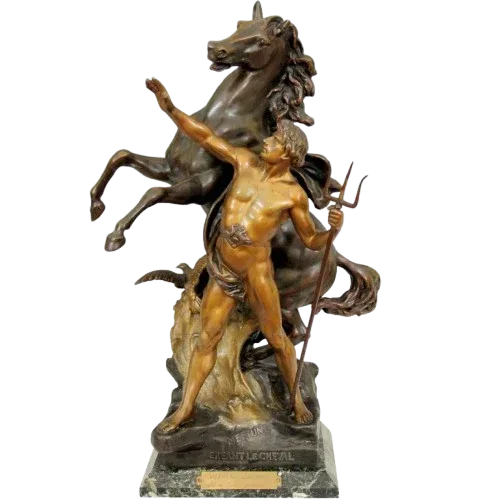 Emile-Louis PICAULT (1833-1915) Neptune créant le cheval Bronze signé - Kikooyou Art Gallery