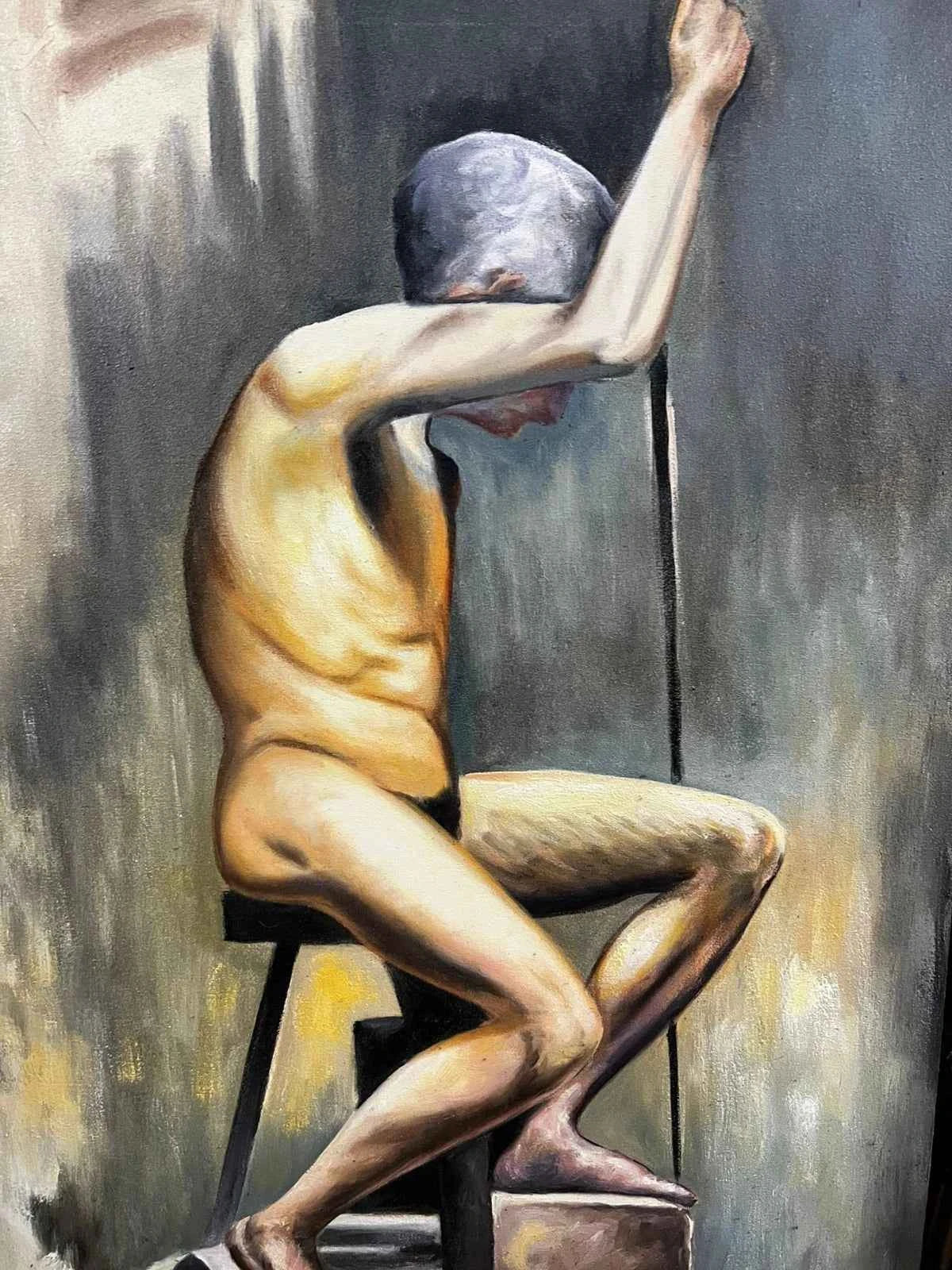 portrait la vieillesse d'après Picasso tableau peinture huile sur toile signée