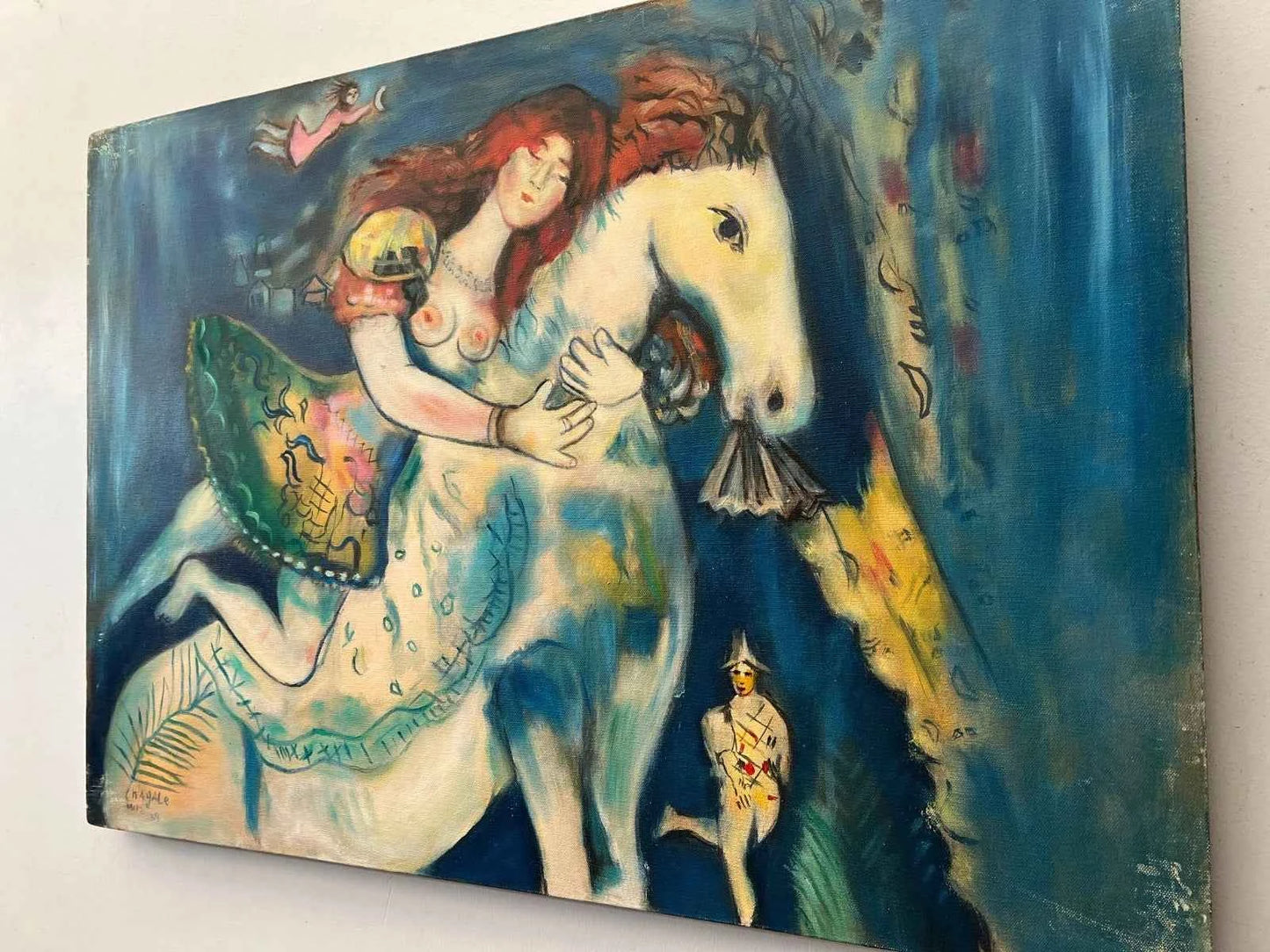 art-decoration-tableau-peinture-huile-toile-scene-personnages-femme-d'après chagall